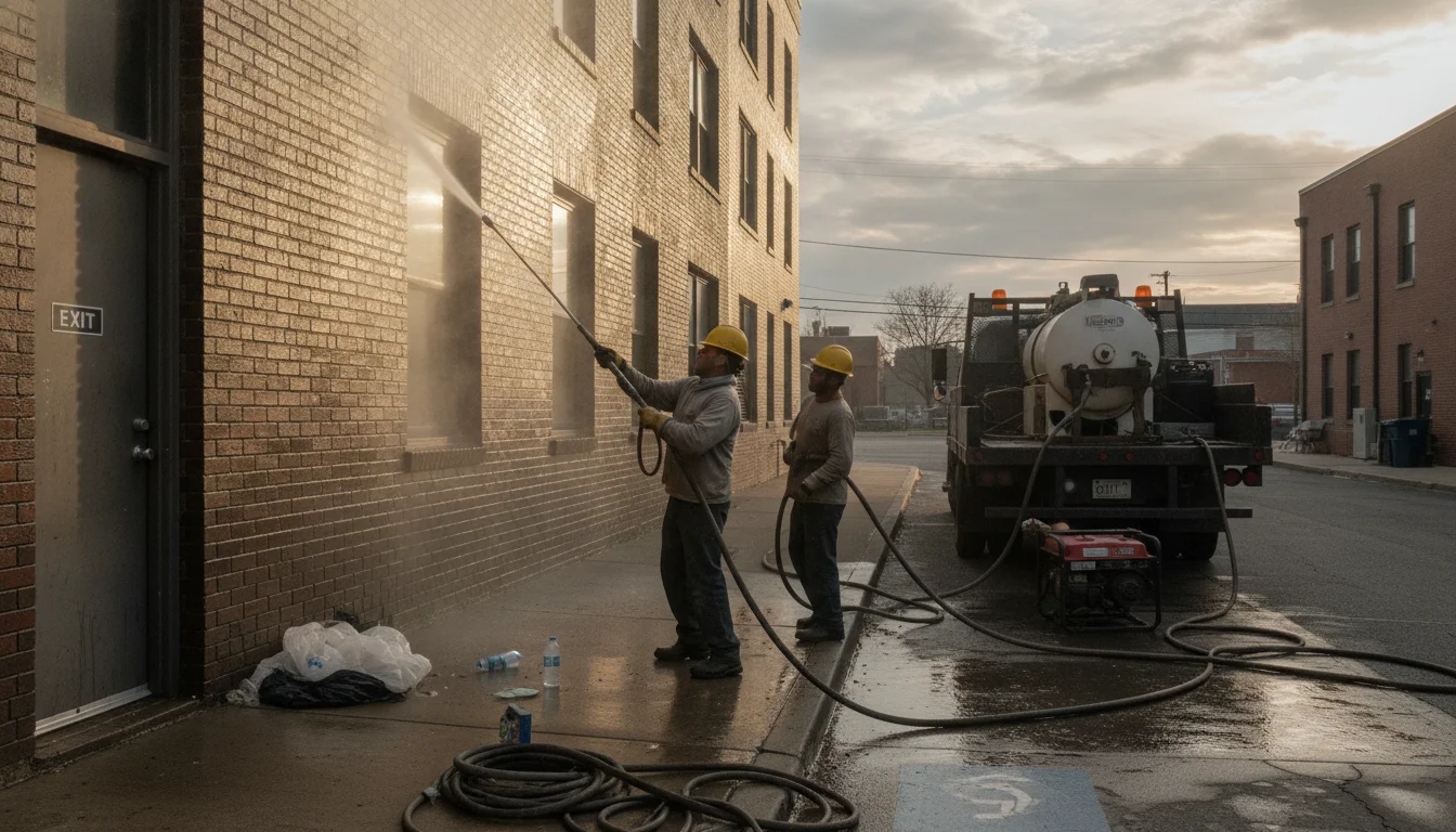 Commercial building exterior pressure washing in Sandy Springs by Pressure Washing Sandy Springs